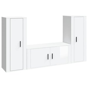 vidaXL Ensemble de meubles TV 3 Pièces Blanc brillant Bois d'ingénierie