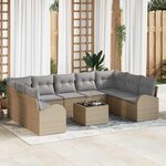 vidaXL Ensemble de canapé de jardin 10 Pièces Beige Poly rotin
