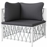 vidaXL Canapé d'angle de jardin avec coussins blanc tissu tissé