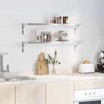 vidaXL Étagères murales 2 Pièces 100x23 5 cm argenté acier inoxydable