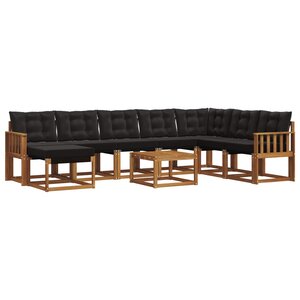 vidaXL Ensemble de canapés d'extérieur 9 pc Naturel et noir