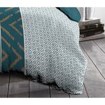 Parure de lit microfibre bleu canard 220 x 240 cm et 2 taies d'oreillers 63 x 63 cm