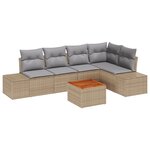 vidaXL Ensemble de Canapés de Jardin 6 pièces avec Coussins Beige Rattan Acacia