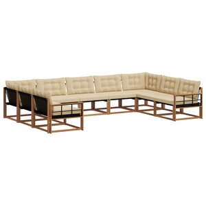 vidaXL Ensemble de canapés d'extérieur 9 pc Naturel et Beige