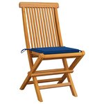 vidaXL Chaises de jardin et coussins bleu royal lot de 4 Bois de teck