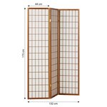 Paravent bois 3 pans Shoji marron pliable