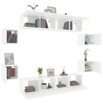 vidaXL Ensemble de meubles TV 8 Pièces Blanc Bois d'ingénierie