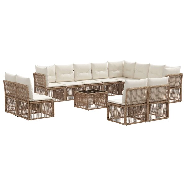 vidaXL Ensemble de canapé de jardin 13 Pièces Beige polyrotin