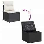 vidaXL Salon de jardin 7 Pièces avec coussins noir résine tressée