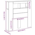vidaXL Tête de lit LED avec étagère Chêne noir 100 x 18.5 x 103.5 cm