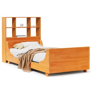 vidaXL Lit bibliothèque sans matelas cire marron 75x190 cm bois massif