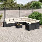 vidaXL Salon de jardin 11 Pièces avec coussins noir résine tressée