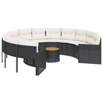 vidaXL Canapé de jardin avec table coussins rond noir résine tressée