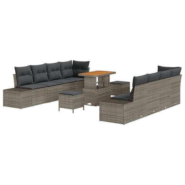 vidaXL Ensemble de canapé de jardin 11 Pièces Gris  Gris foncé