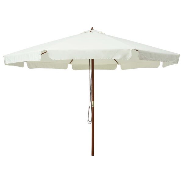 vidaXL Parasol d'extérieur avec mât en bois 330 cm blanc sable
