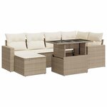 vidaXL Salon de jardin avec coussins 7 Pièces beige résine tressée