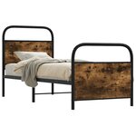vidaXL Cadre de lit sans matelas chêne fumé 75x190cm bois d'ingénierie