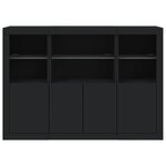 vidaXL Buffets avec lumières LED 3 Pièces noir bois d'ingénierie