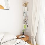 vidaXL Étagère d'angle murale Blanc 20x20x127 5 cm bois d’ingénierie