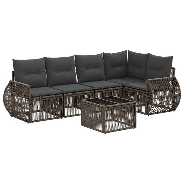 vidaXL Ensemble de canapé de jardin 6 Pièces Gris et Gris foncé polyrotin