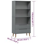 vidaXL Bibliothèque MOLDE Gris 85x35x170 5 cm Bois massif de pin