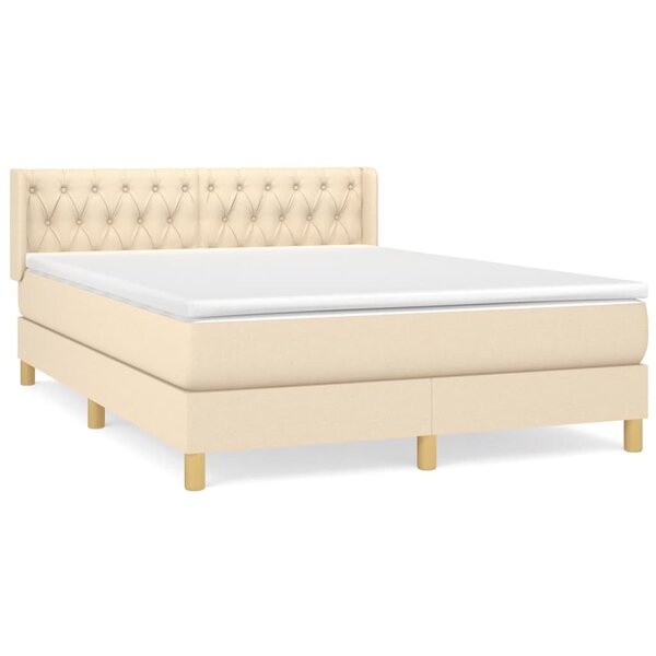 vidaXL Sommier à lattes de lit avec matelas Crème 140x200 cm Tissu