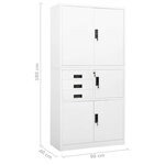 Armoire de bureau en acier design contemporain avec 3 étagères réglables 90 x 40 x 180 cm en acier blanc 02_0046911
