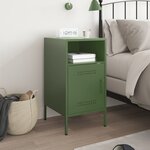 vidaXL Table de chevet vert olive 36x39x68 cm acier