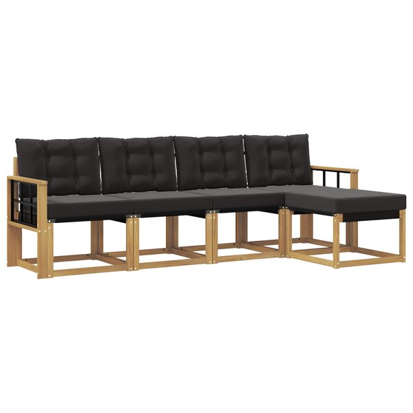 vidaXL Ensemble de canapés d'extérieur 5 pc Blanc et noir