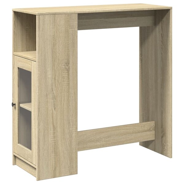 vidaXL Table de bar avec étagères chêne sonoma bois d'ingénierie