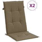 vidaXL Coussins de chaise à dossier haut lot de 2 taupe mélangé tissu