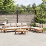 vidaXL Ensemble de banc de jardin avec coussin 5 Pièces Marron et Crème