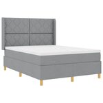 vidaXL Lit à ressorts avec bandes LED Gris clair 160 x 200 cm tissu