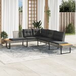 vidaXL Canapé de jardin avec coussins en forme de L gris rotin acacia