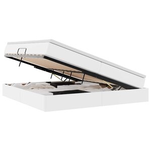 vidaXL Lit avec rangement et matelas Blanc 200 x 200 cm Simili cuir