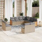 vidaXL Salon de jardin 11 Pièces avec coussins beige résine tressée