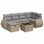 vidaXL Salon de jardin avec coussins 7 Pièces beige résine tressée