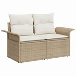 vidaXL Ensemble de canapé de jardin avec coussin 6 Pièces Beige polyrotin