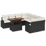 vidaXL Ensemble de canapé de jardin 9 Pièces Noir Poly rotin