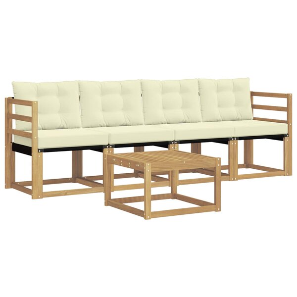vidaXL Ensemble de canapés d'extérieur 5 Pièces Blanc et crème