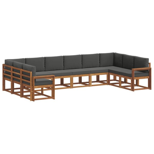vidaXL Ensemble de canapés d'extérieur 10 pc Naturel et Anthracite