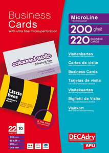 Pack 220 Cartes Visite 200G. Blanc 85X54