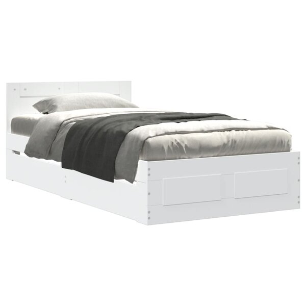 vidaXL Cadre de lit avec tête de lit sans matelas blanc 100x200 cm