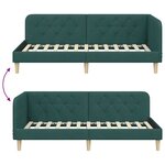 vidaXL Cadre de lit d'angle Vert foncé 100 x 200 cm tissu