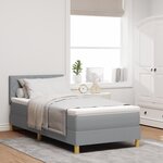 vidaXL Lit à ressort avec matelas gris clair 100x200 cm en tissu