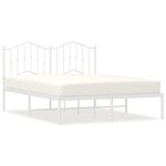 vidaXL Cadre de lit métal avec tête de lit blanc 140x190 cm