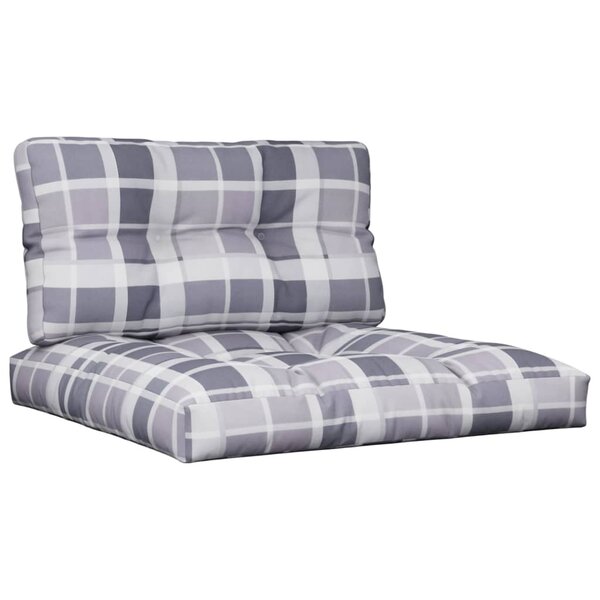 vidaXL Coussins de palette lot de 2 motif à carreaux gris tissu