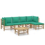 Salon de jardin meuble d'extérieur ensemble de mobilier 6 pièces avec coussins vert bambou 02_0016954