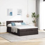vidaXL Lit ottoman avec matelas et LED marron foncé 140x190 cm tissu