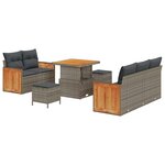 vidaXL Ensemble de canapé de jardin avec coussin 8 Pièces Gris